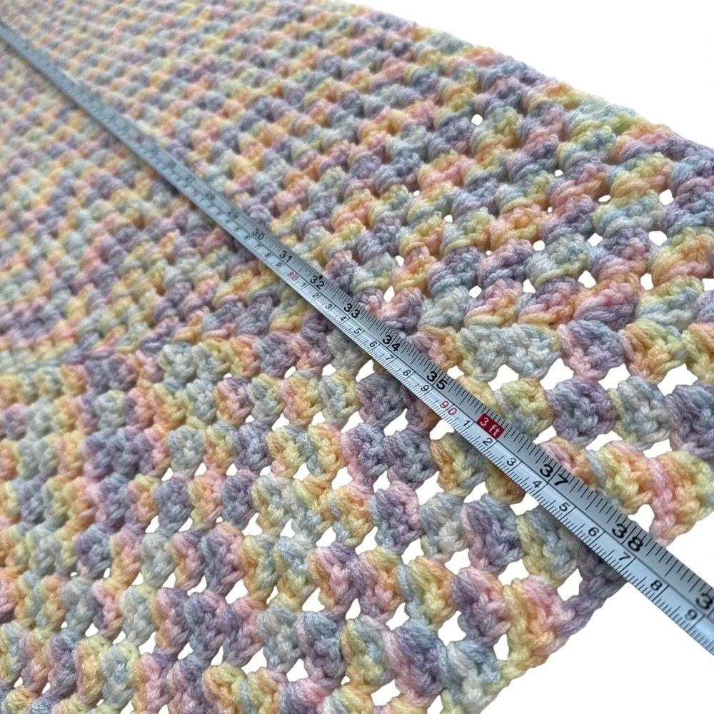Handmade Crochet C2C Pastel Baby Afghan Blanket Soft Rainbow Sherbet 90s‎ 38x38